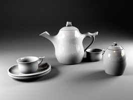 White Porcelain Tea Set 3d model preview