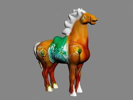 Antique Glazed Pottery Horse 3d model preview