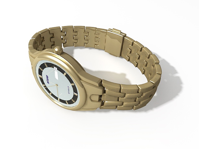 Gold Quartz Watch 3d rendering
