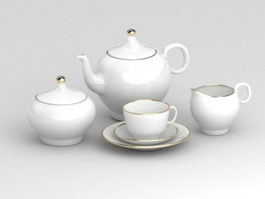 White Porcelain Tea Set 3d preview