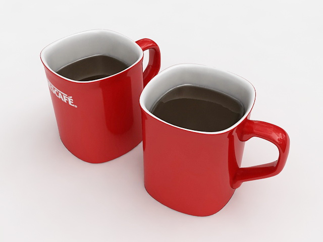 Two Cups of Coffee 3d rendering