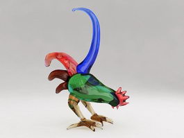 Colorful Rooster Figurine 3d model preview