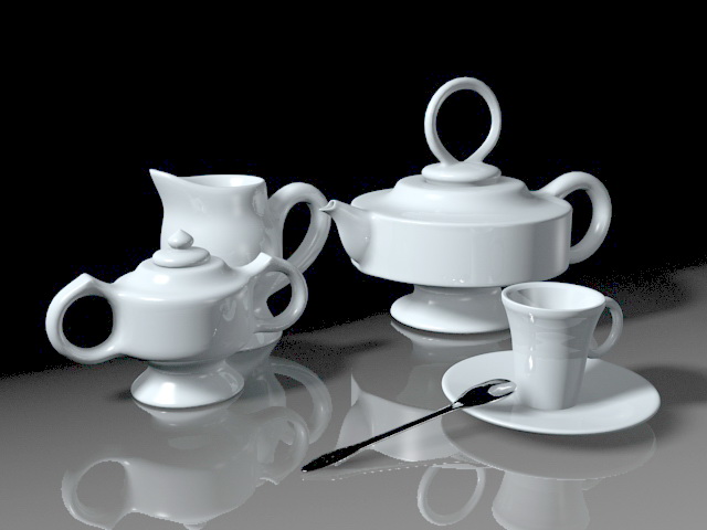 Classic Tea Set 3d rendering