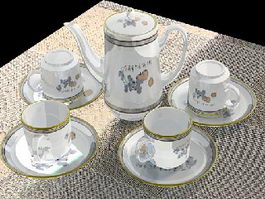 Porcelain Tea Set 3d model preview