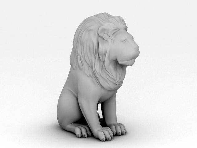 Sitting Lion Statue 3d rendering