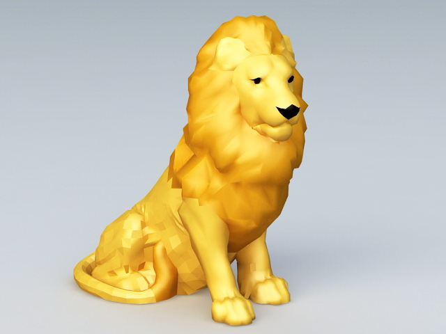 Seated Lion Sculpture 3d rendering