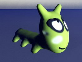 Green Cartoon Worm 3d model preview