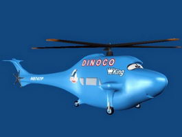 Blue Cartoon Helicopter 3d model preview