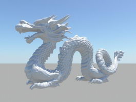 White Chinese Dragon Sculpture 3d preview