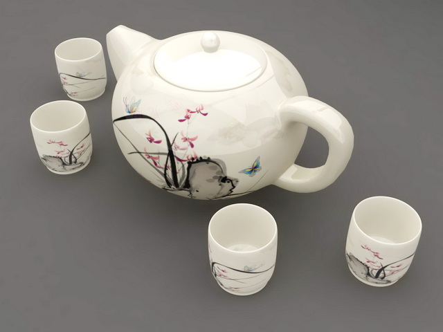 Chinese Porcelain Tea Set 3d rendering
