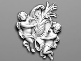 Angel Relief Wall Sculpture 3d model preview