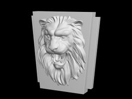 Lion Face Relief Sculpture 3d model preview