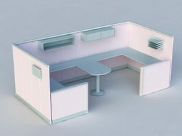 Two Person Cubicle Workstation 3d model preview