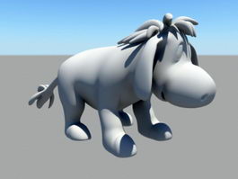 Cute Cartoon Donkey 3d model preview
