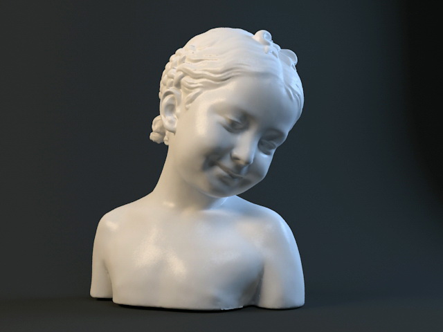 Happy Girl Head Bust Sculpture Figure 3d rendering