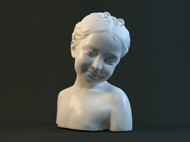 Happy Girl Head Bust Sculpture Figure 3d rendering