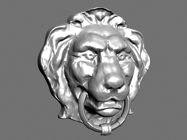 Lion Head Bas-relief 3d rendering