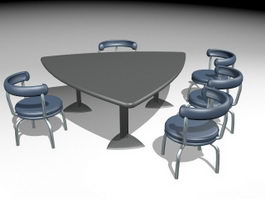 Triangle Conference Table and Chairs 3d preview