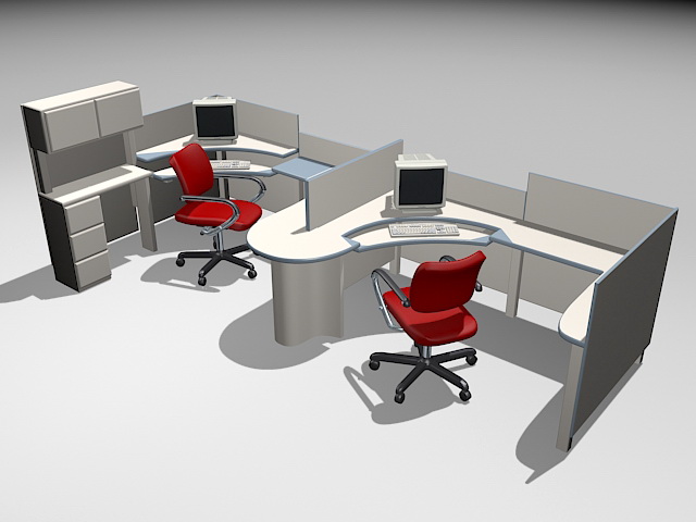 Modular Office Workstations 3d rendering