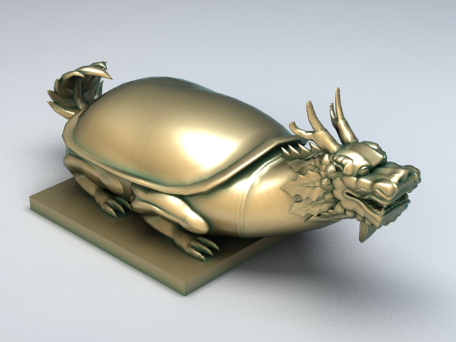 Chinese Mythical Turtle Statue 3d rendering