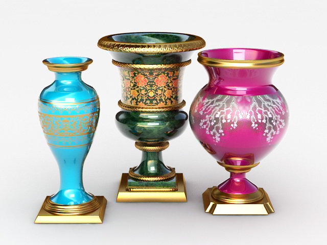 Antique Decorative Vases 3d rendering