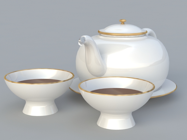 English Porcelain Tea Set 3d rendering
