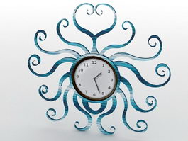 Blue Metal Wall Clock 3d model preview