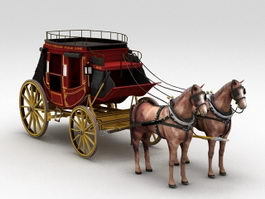 Coach Carriage with Horse 3d preview