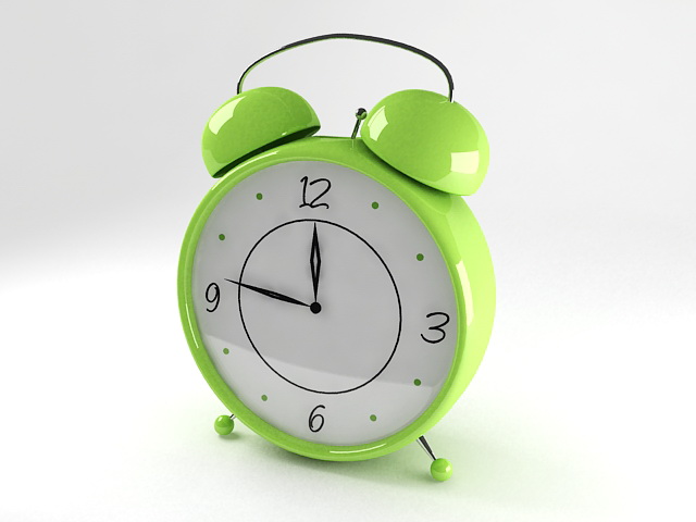Green Alarm Clock 3d rendering