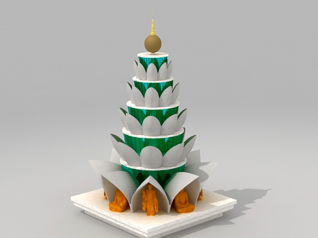 Buddhist Tower 3d rendering