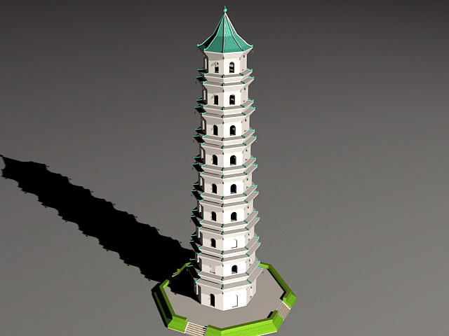 Tall Pagoda 3d rendering