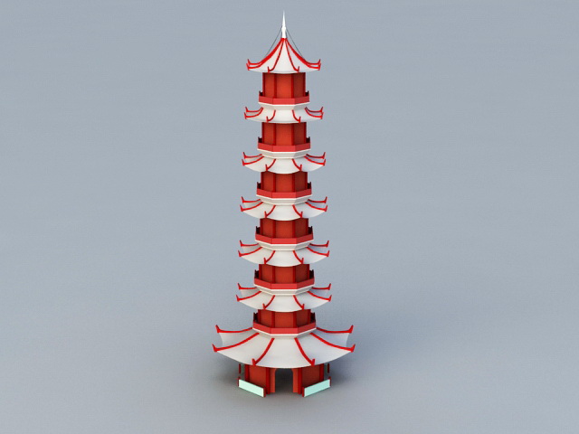 Red Pagoda 3d rendering