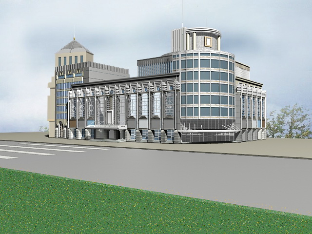 Commercial Retail Center Architecture 3d rendering