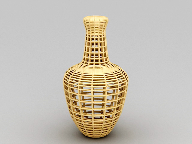 Wood Sculpture Vase 3d rendering