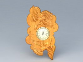 Wood Carving Wall Clock 3d model preview