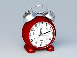 Vintage Red Alarm Clock 3d model preview