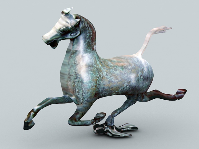 Antique Bronze Horse Statue 3d rendering