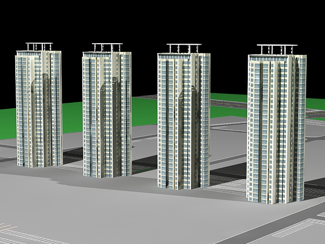 High-Rise Condominium Buildings 3d rendering
