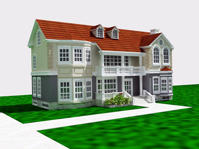 French Country Home 3d rendering