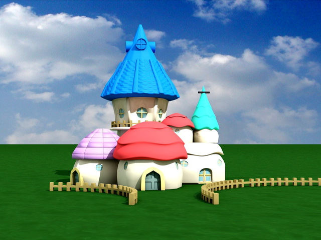 Fairy Mushroom Houses 3d rendering