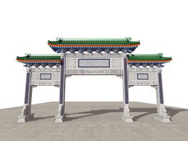 Ancient Chinese Paifang Gate 3d preview