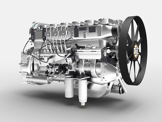 EGR Diesel Engine 3d rendering