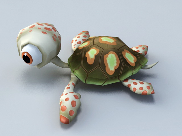 Animated Baby Tortoise Cartoon 3d rendering