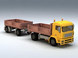 Double Trailer Dump Truck 3d preview