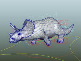 Animated Triceratops Rig 3d model preview