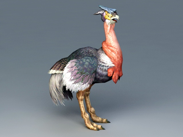 Red Ostrich Bird 3d rendering