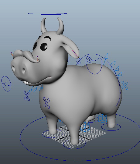 Cartoon Cow Rig 3d rendering