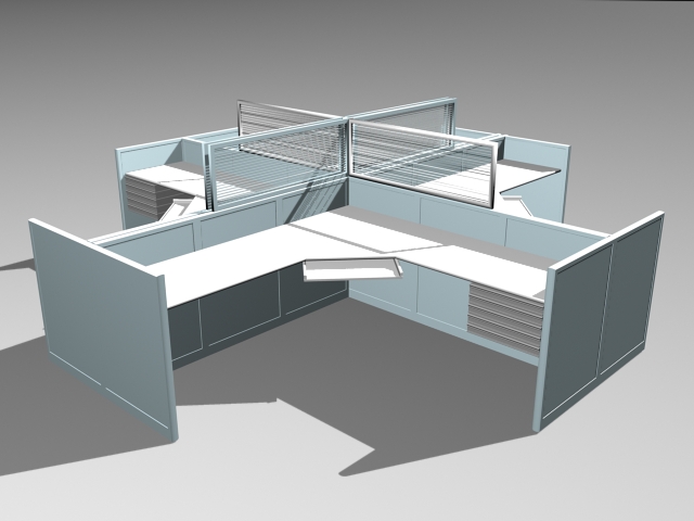 Modern Cubicles and Workstations 3d rendering