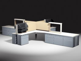 Open Area Cubicles and Workstations 3d model preview