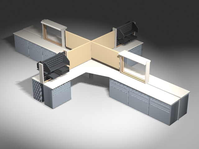 Open Area Cubicles and Workstations 3d rendering